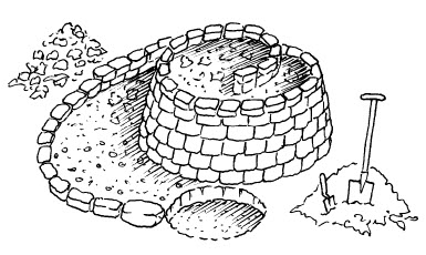 Zeichnung bau einer Kräuterspirale Schritt 3
